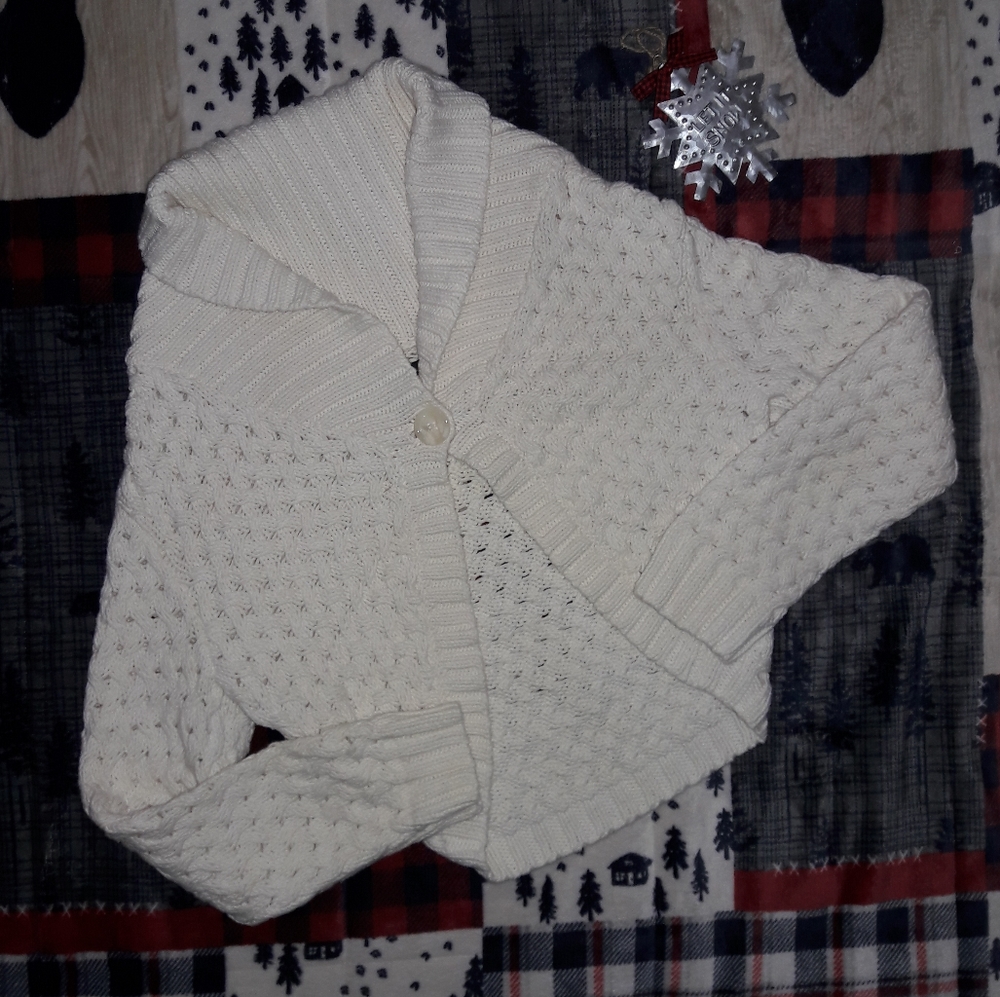 Express Cable Knit Cropped Cardigan Large